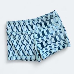 Printed Athletic Bike Shorts in Light Blue